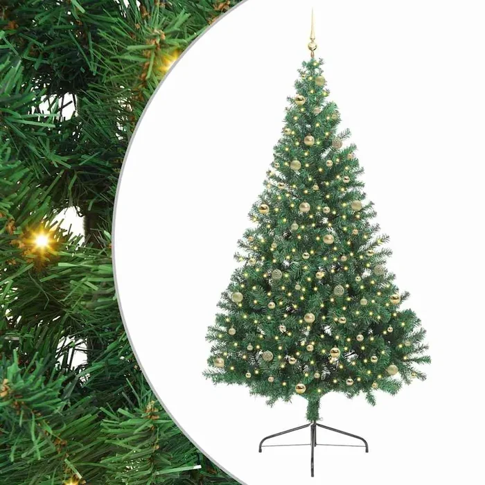 vidaXL Árbol de Navidad Artificial Preiluminado Verde 240 cm PVC (7)