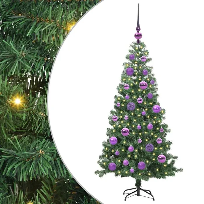 vidaXL Árbol de Navidad con 150 LED con soporte Verde 120 cm PVC (5)