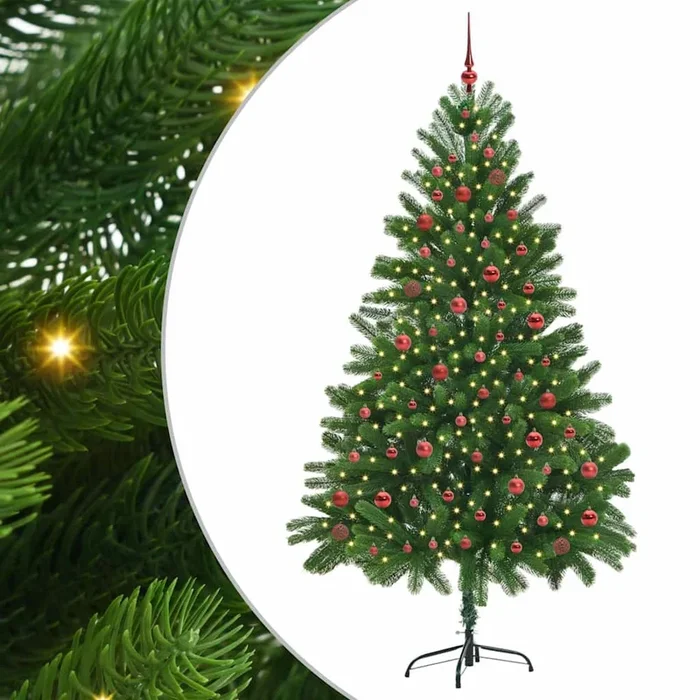 vidaXL Árbol de Navidad con 300 LED con soporte Verde 210 cm PE (7)