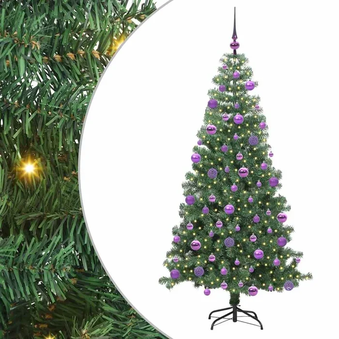 vidaXL Árbol de Navidad con 300 LED con soporte Verde 240 cm PVC (6)