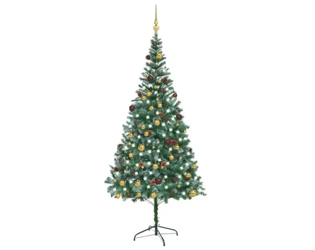 vidaXL árbol de navidad helado con luces, bolas y piñas 210 cm | Brico Depôt Prezzo Ridotto