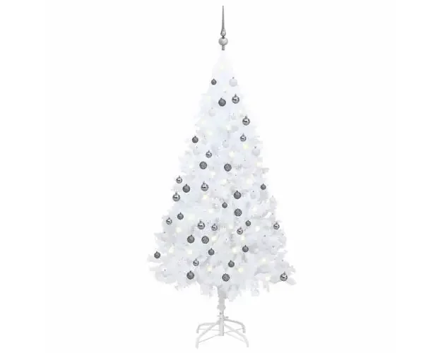 vidaXL árbol de navidad preiluminado con luces y bolas blanco 150 cm | Brico Depôt Direttamente Dal Produttore
