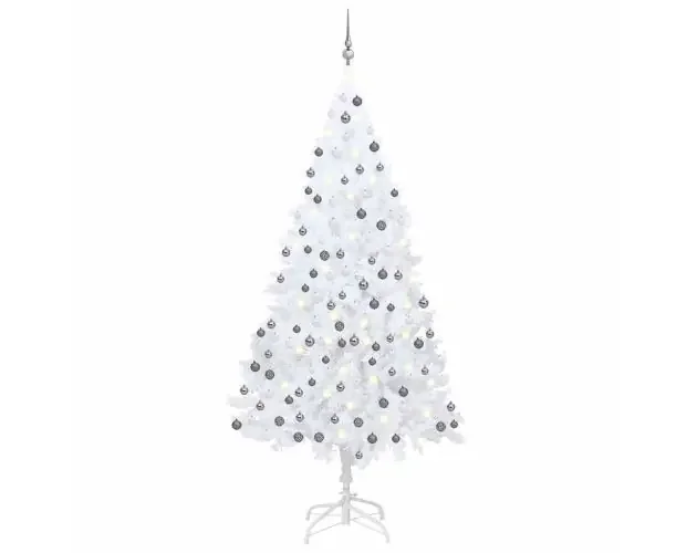 vidaXL árbol de navidad preiluminado con luces y bolas blanco 210 cm | Brico Depôt In Voga