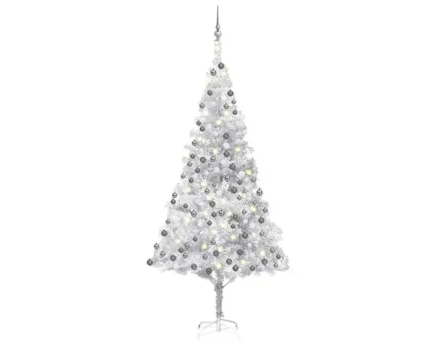vidaXL árbol de navidad preiluminado con luces y bolas plateado 210 cm | Brico Depôt Migliore Qualità