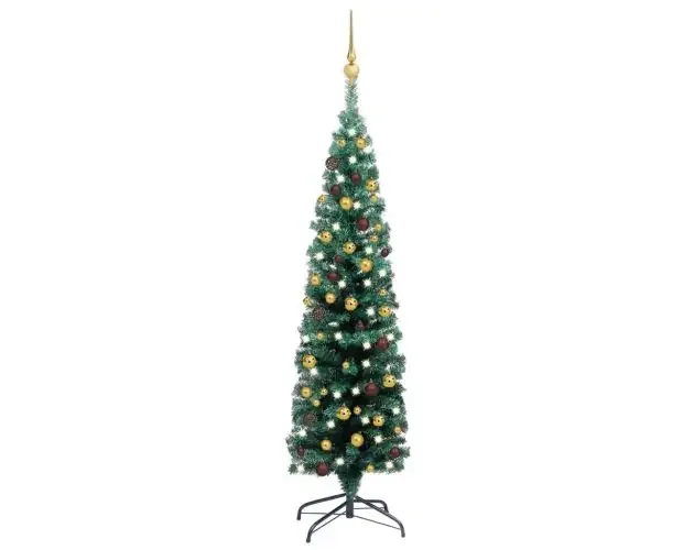 vidaXL árbol de navidad preiluminado con luces y bolas verde 120 cm | Brico Depôt Esclusivo