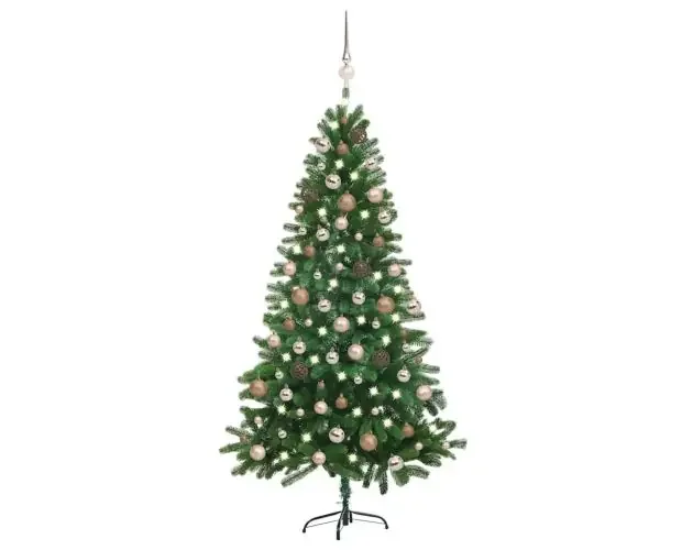 vidaXL árbol de navidad preiluminado con luces y bolas verde 150 cm | Brico Depôt Super Prezzo