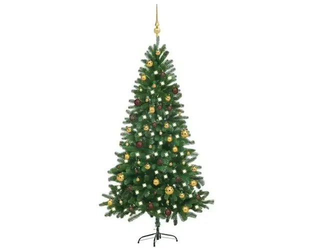 vidaXL árbol de navidad preiluminado con luces y bolas verde 180 cm | Brico Depôt Offerta Limitata