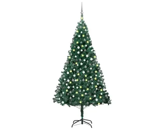 vidaXL árbol de navidad preiluminado con luces y bolas verde 210 cm | Brico Depôt Quantità Limitata
