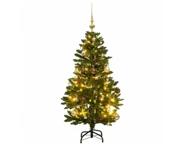 vidaXL árbol navidad artificial con bisagras 150 LED y bolas 120 cm | Brico Depôt Moderno