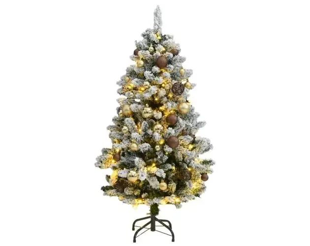 vidaXL árbol navidad artificial con bisagras 150 LED y bolas 120 cm | Brico Depôt Offerta Lampo