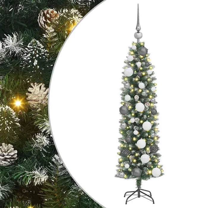 vidaXL Árbol Navideño Artificial Delgado con 150 LED Verde 120 cm (2)
