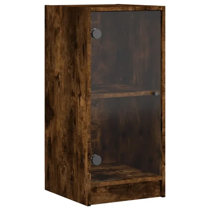vidaXL Armario auxiliar puertas de vidrio roble ahumado 35x37x75,5 cm