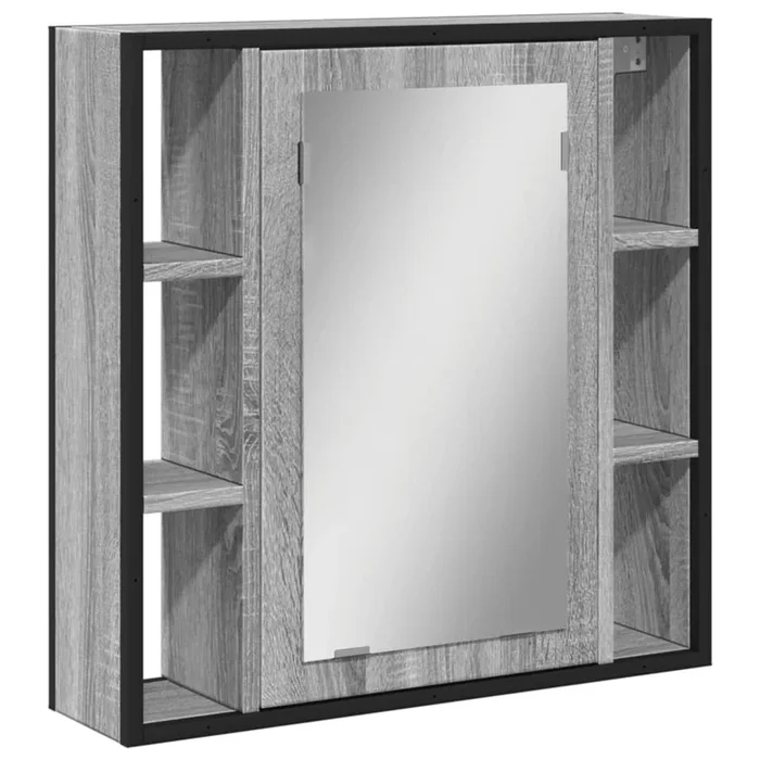 vidaXL Armario con espejo de baño madera gris Sonoma 60x16x60 cm (2)