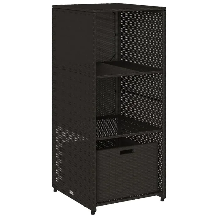 vidaXL Armario de almacenaje de jardín ratán PE negro 50x55x115 cm
