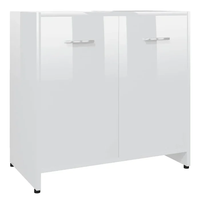 vidaXL Armario de baño madera contrachapada blanco brillo 60x33x61 cm