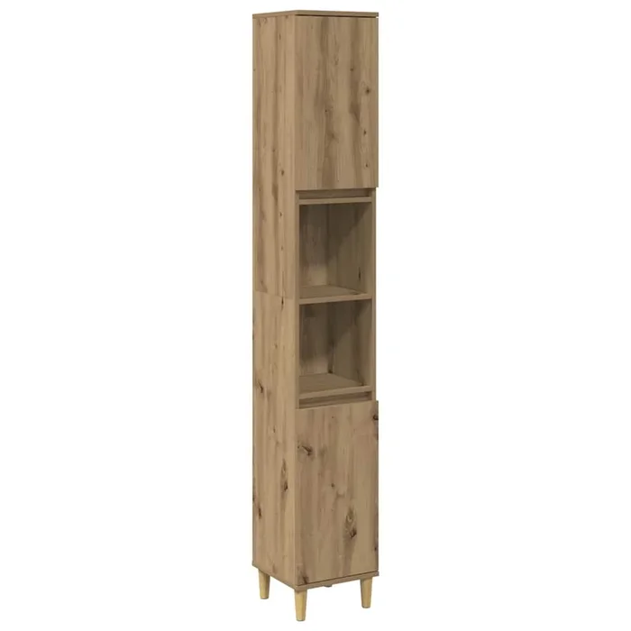 vidaXL Armario de baño madera contrachapada roble artisan 30x30x190 cm (4)