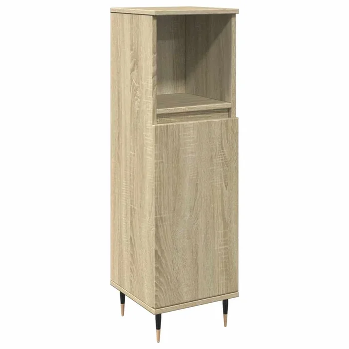 vidaXL Armario de baño madera contrachapada roble Sonoma 30x30x100 cm (3)