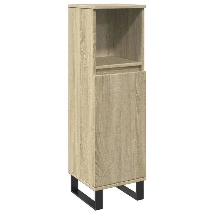 vidaXL Armario de baño madera contrachapada roble Sonoma 30x30x100 cm (4)