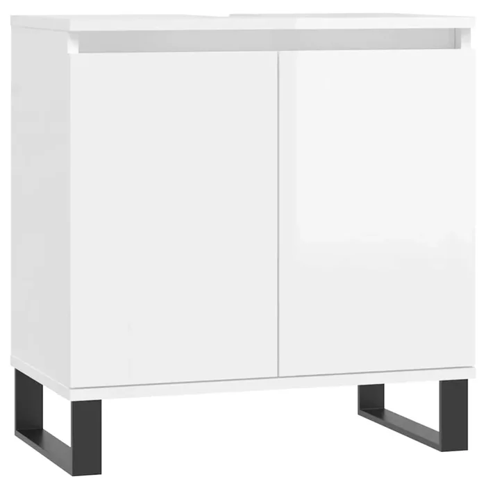 vidaXL Armario de baño madera de ingeniería blanco brillo 58x33x60 cm (2)