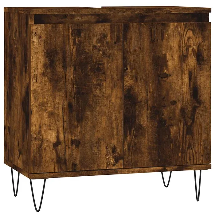 vidaXL Armario de baño madera de ingeniería roble ahumado 58x33x60 cm (2)