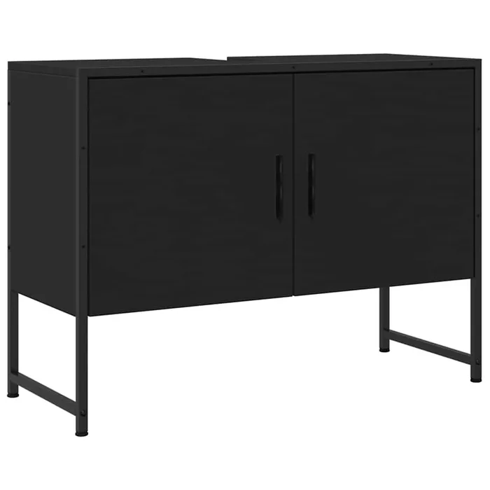 vidaXL Armario de lavabo de baño madera ingeniería negro 80x33x60 cm