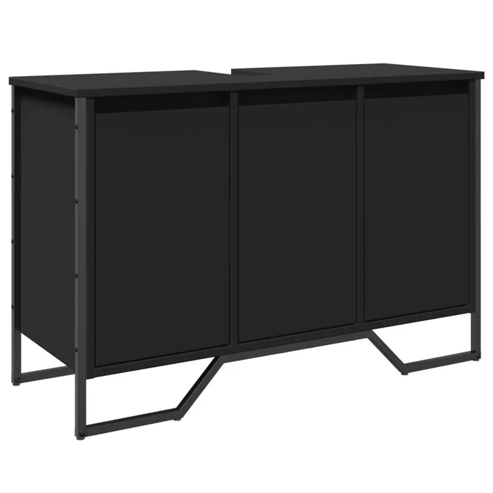 vidaXL Armario de lavabo de baño madera ingeniería negro 91x35x60 cm (2)