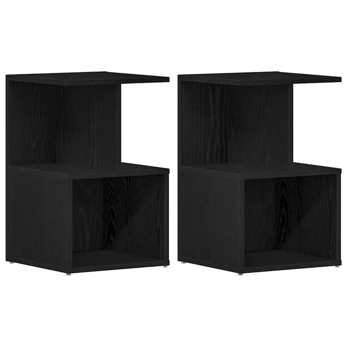 vidaXL Armario de Noche 2 pcs Roble negro 35 x 35 x 55 cm