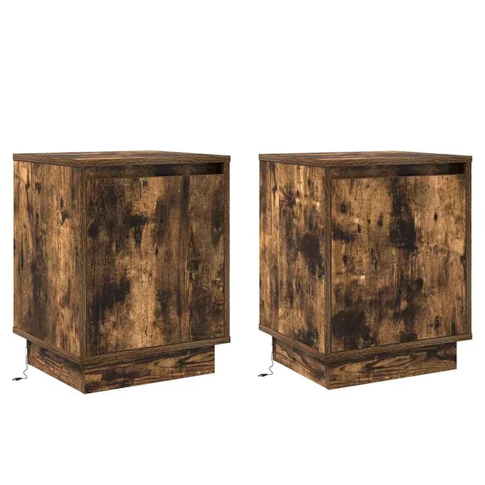 vidaXL Armario de Noche con 2 pcs Roble ahumado 39 x 34.5 x 50 cm (2)