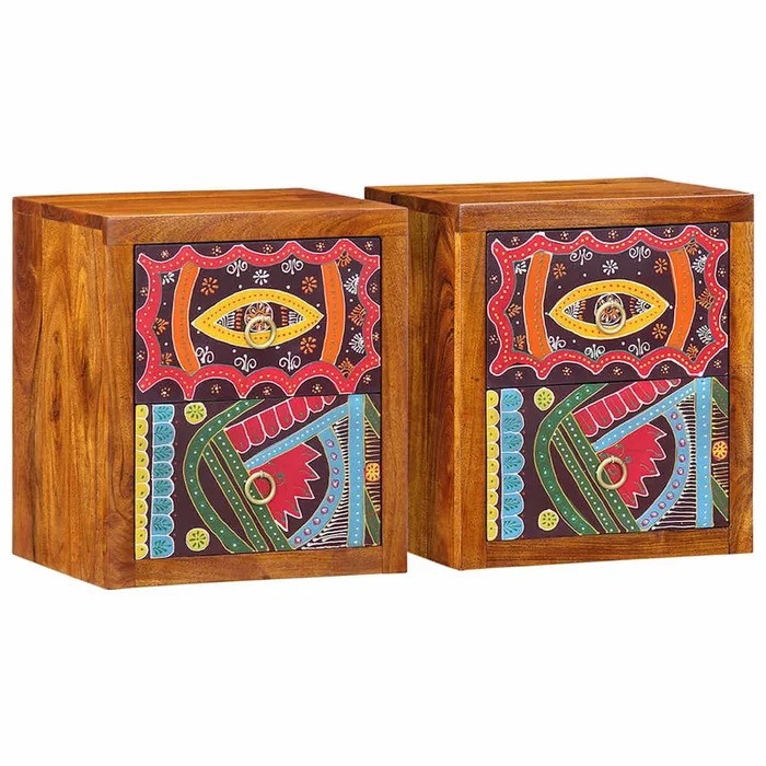 vidaXL Armario de Noche con cajón 2 pcs Marrón 35 x 30 x 40 cm