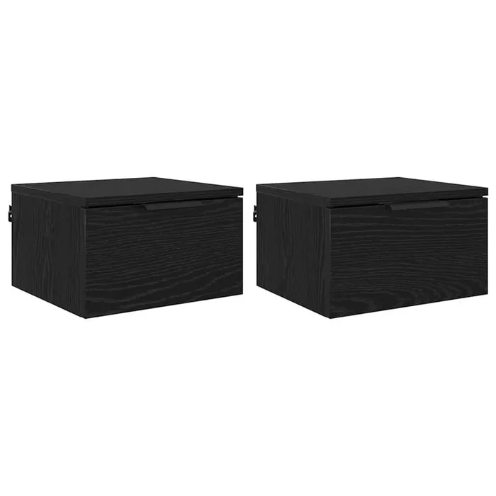 vidaXL Armario de Noche con cajón 2 pcs Roble negro 34 x 30 x 20 cm