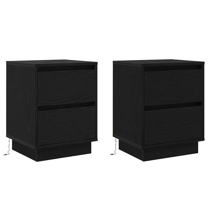 vidaXL Armario de Noche con cajón con 2 pcs Negro 39 x 34.5 x 50 cm