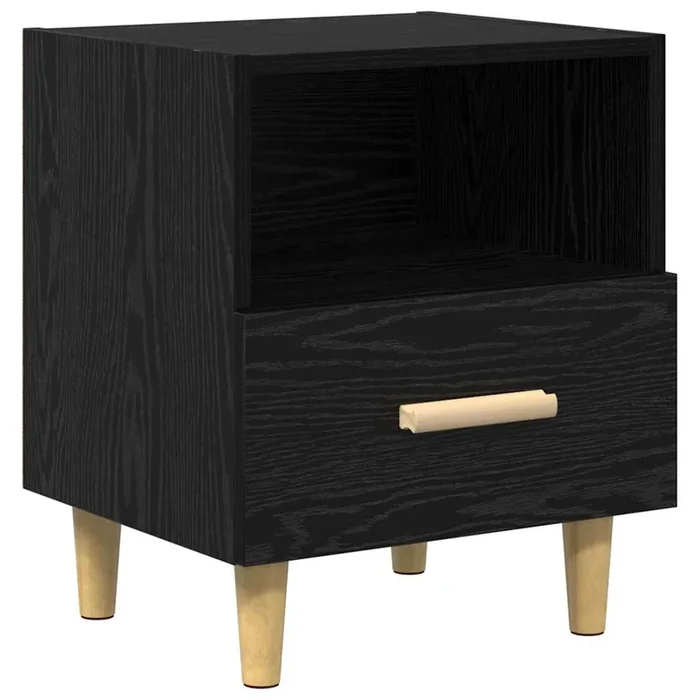 vidaXL Armario de Noche con cajón Roble negro 40 x 35 x 47.5 cm (2)