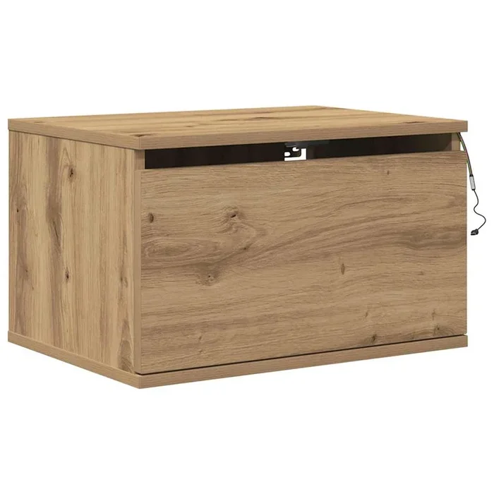 vidaXL Armario de noche montado en la pared con cajón Roble artisan (2)