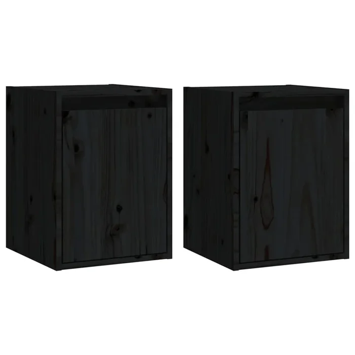 vidaXL Armario de pared 2 uds madera maciza de pino negro 30x30x40 cm