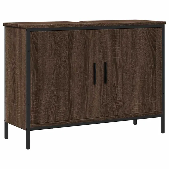 vidaXL Armario lavabo baño madera ingeniería roble marrón 80x30x60 cm (2)