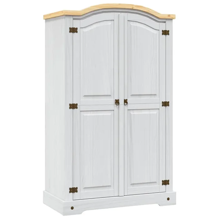 vidaXL Armario madera de pino Mexicano estilo Corona blanco 2 puertas
