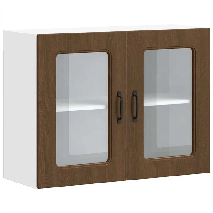 vidaXL Armario pared cocina puerta de cristal Kalmar roble marrón (3)