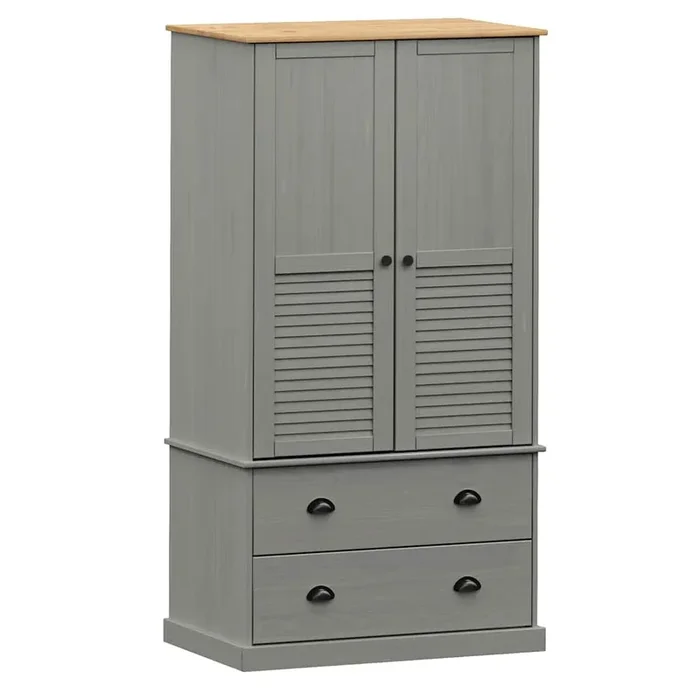 vidaXL Armario VIGO madera maciza de pino gris 90x55x170 cm