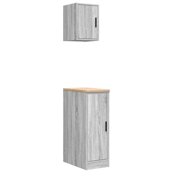 vidaXL Armarios 2 uds para garaje madera ingeniería gris sonoma (4)