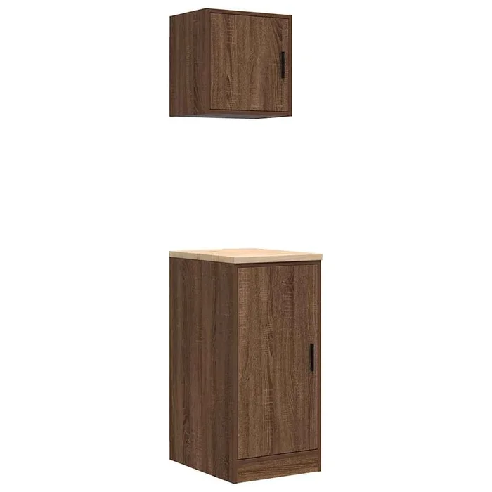 vidaXL Armarios 2 uds para garaje madera ingeniería marrón roble (2)