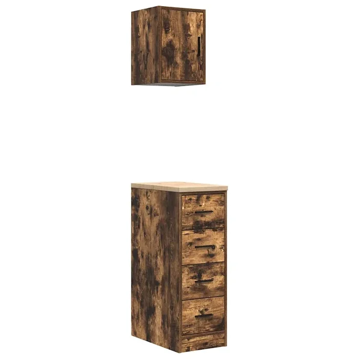 vidaXL Armarios 2 uds para garaje madera ingeniería roble ahumado