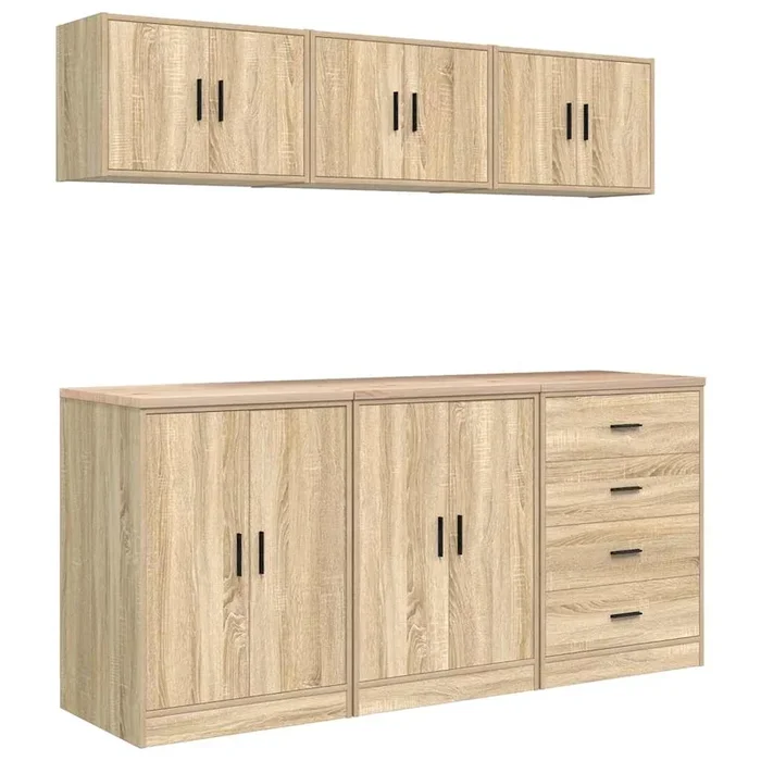 vidaXL Armarios 6 uds para garaje madera de ingeniería roble sonoma