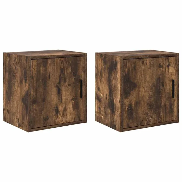 vidaXL Armarios de pared 2 uds para garaje madera roble ahumado (2)
