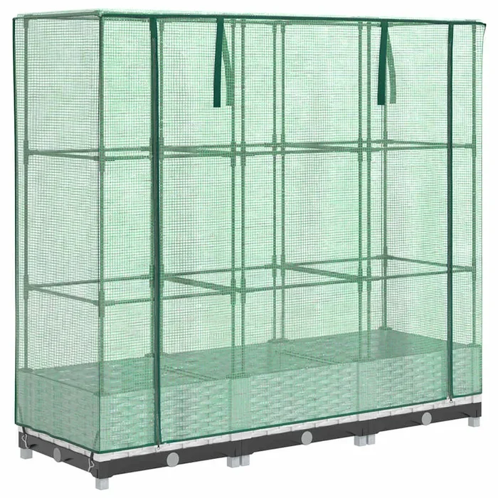 vidaXL Arriate con cubierta invernadero aspecto ratán 120x40x123 cm (3)