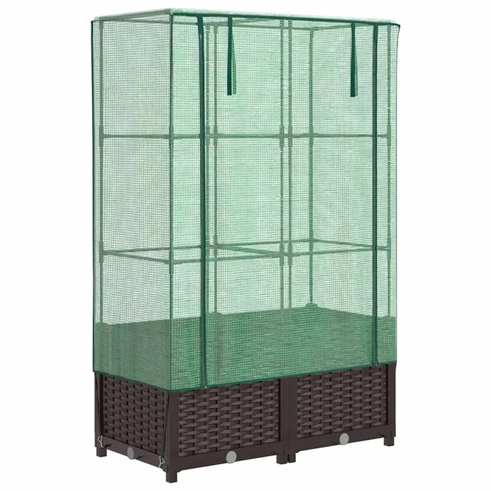 vidaXL Arriate con cubierta invernadero aspecto ratán 80x40x138 cm (2)