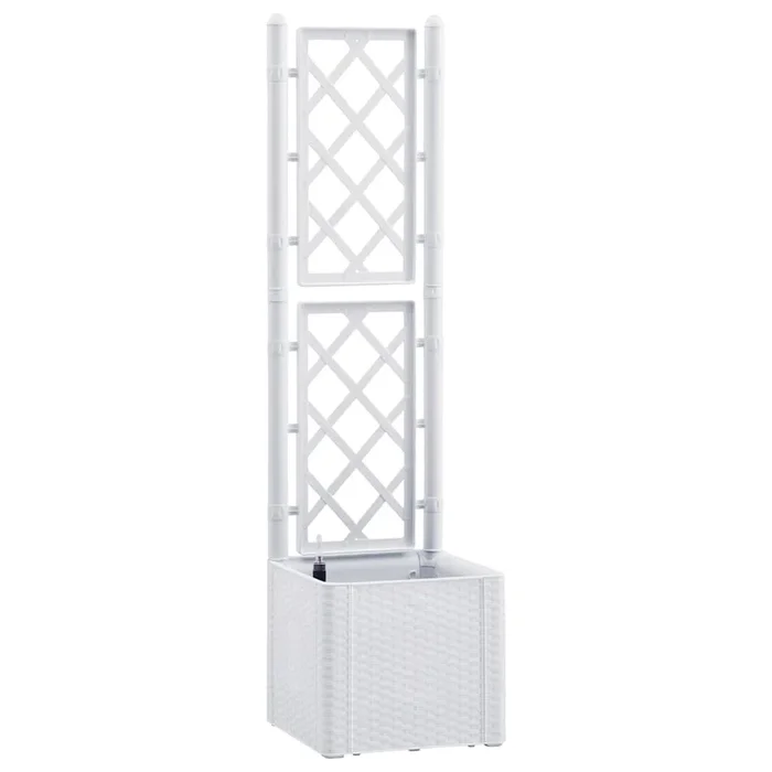 vidaXL Arriate con enrejado y sistema de riego automático blanco (2)
