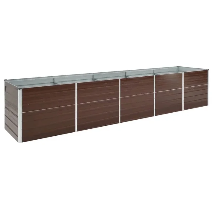 vidaXL Arriate de acero galvanizado marrón 400x80x45 cm