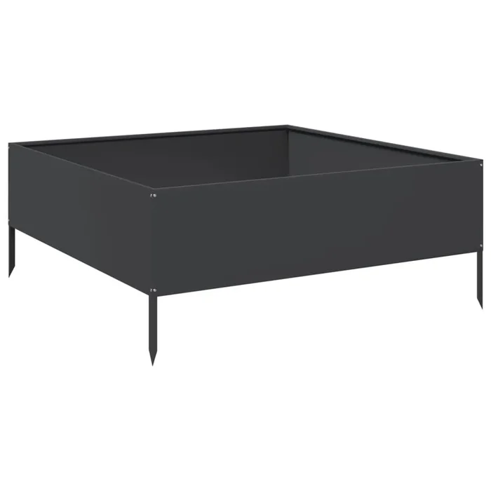 vidaXL Arriate de acero negro 100x100x25 cm