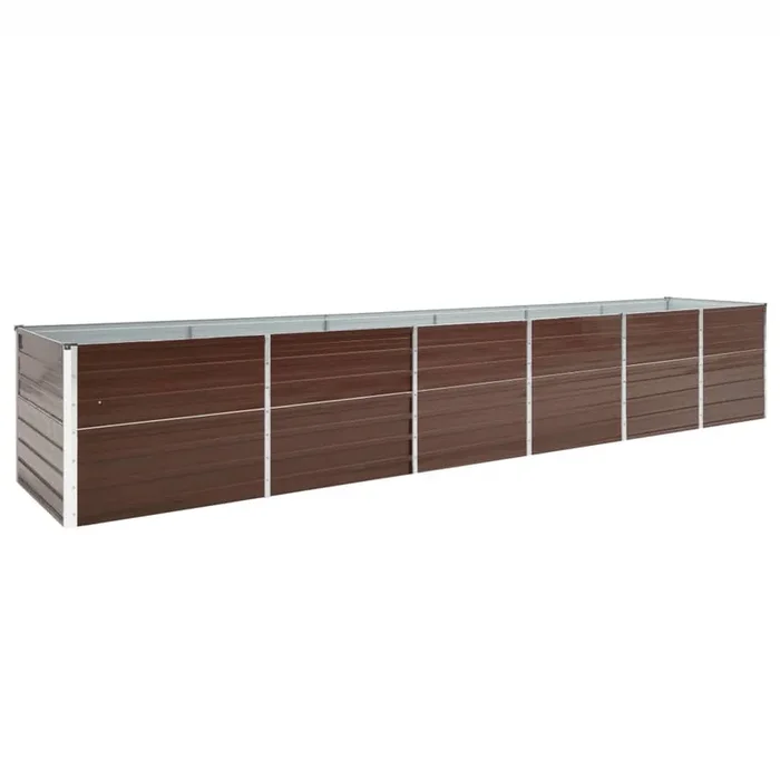 vidaXL Arriate de jardín de acero galvanizado marrón 480x80x77 cm