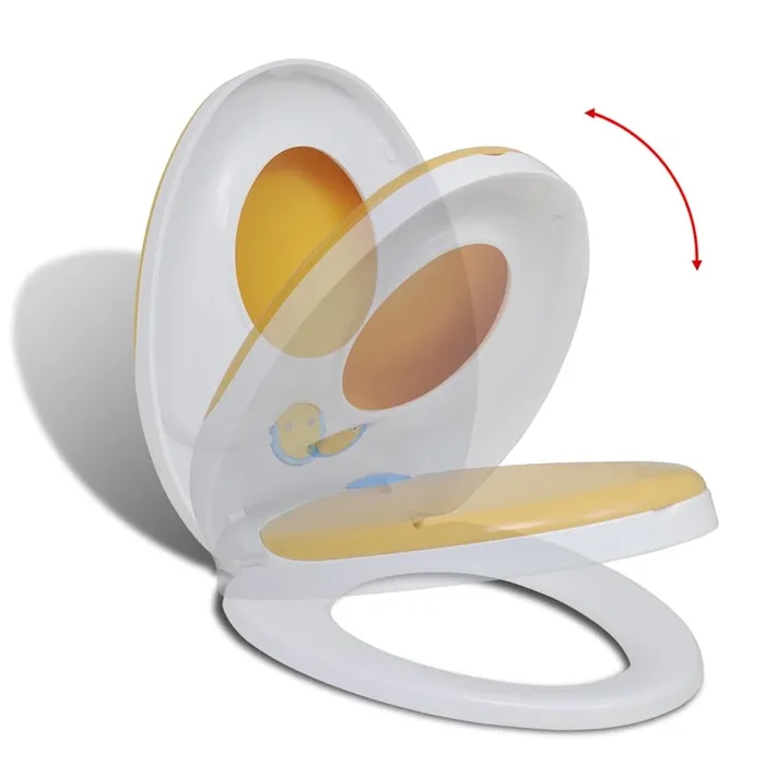 vidaXL Asiento de inodoro de adultos y niños de cierre suave amarillo